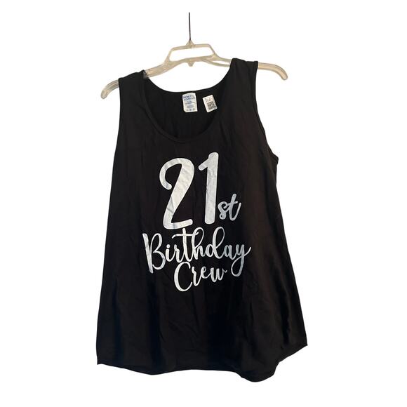 NWOT Port and Company Women's Black 21st Birthday Crew Tank Top Size XL - Picture 1 of 4